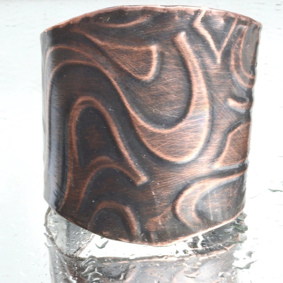 Psychedelic Hippie Copper Cuff Bracelet Boho Rustic Trippy Solid Handmade Gift - Picture 4 of 8